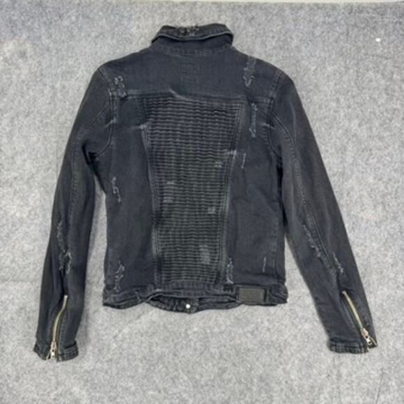 RtA Jacket Black Distressed Denim Moto Size Large - Picture 3 of 7